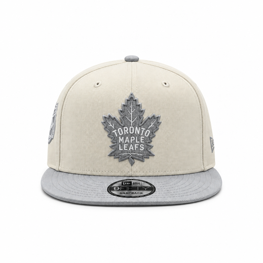 NEW ERA 9FIFTY NHL TORONTO MAPLE LEAFS CHROME SNOW GREY 75 FOREVER SNAPBACK HAT