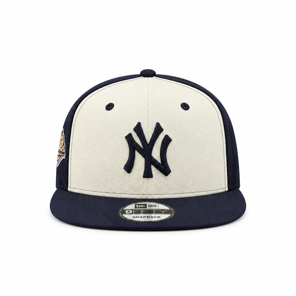 9FIFTY NEW ERA MEN'S MLB 1996 WORLD SERIES SIDEPATCH NEW YORK YANKEES CHROME NAVY SNAPBACK HAT