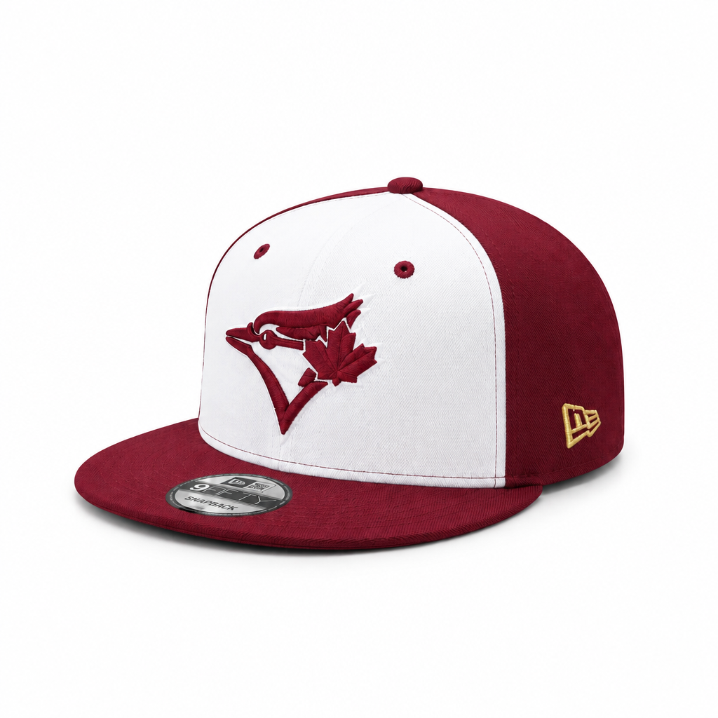 MEN'S NEW ERA MLB WHITE & CARDINAL TORONTO BLUE JAYS 50TH SEASON PATCH 9FIFTY SNAPBACK HAT