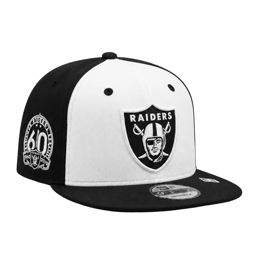 MEN'S NEW ERA NFL LAS VEGAS RAIDERS 9FIFTY BLACK & WHITE 60 2 TONE SNAPBACK HAT