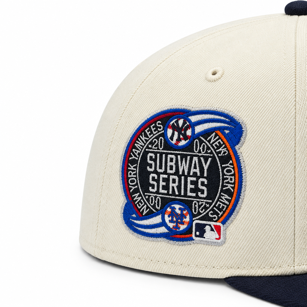 9FIFTY NEW ERA MEN'S MLB SUBWAY SERIES SIDEPATCH NEW YORK YANKEES CHROME NAVY SNAPBACK HAT