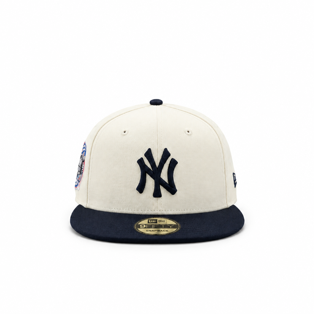 9FIFTY NEW ERA MEN'S MLB SUBWAY SERIES SIDEPATCH NEW YORK YANKEES CHROME NAVY SNAPBACK HAT