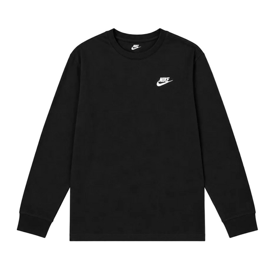 NIKE MEN'S SPORTSWEAR CLUB LONG SLEEVE BLACK T-SHIRT