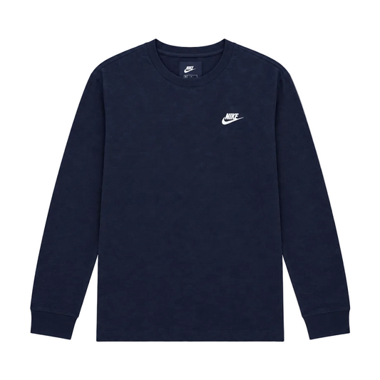 NIKE MEN'S SPORTSWEAR CLUB LONG SLEEVE NAVY BLUE T-SHIRT