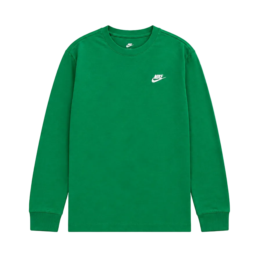 NIKE MEN'S SPORTSWEAR CLUB LONG SLEEVE GREEN T-SHIRT