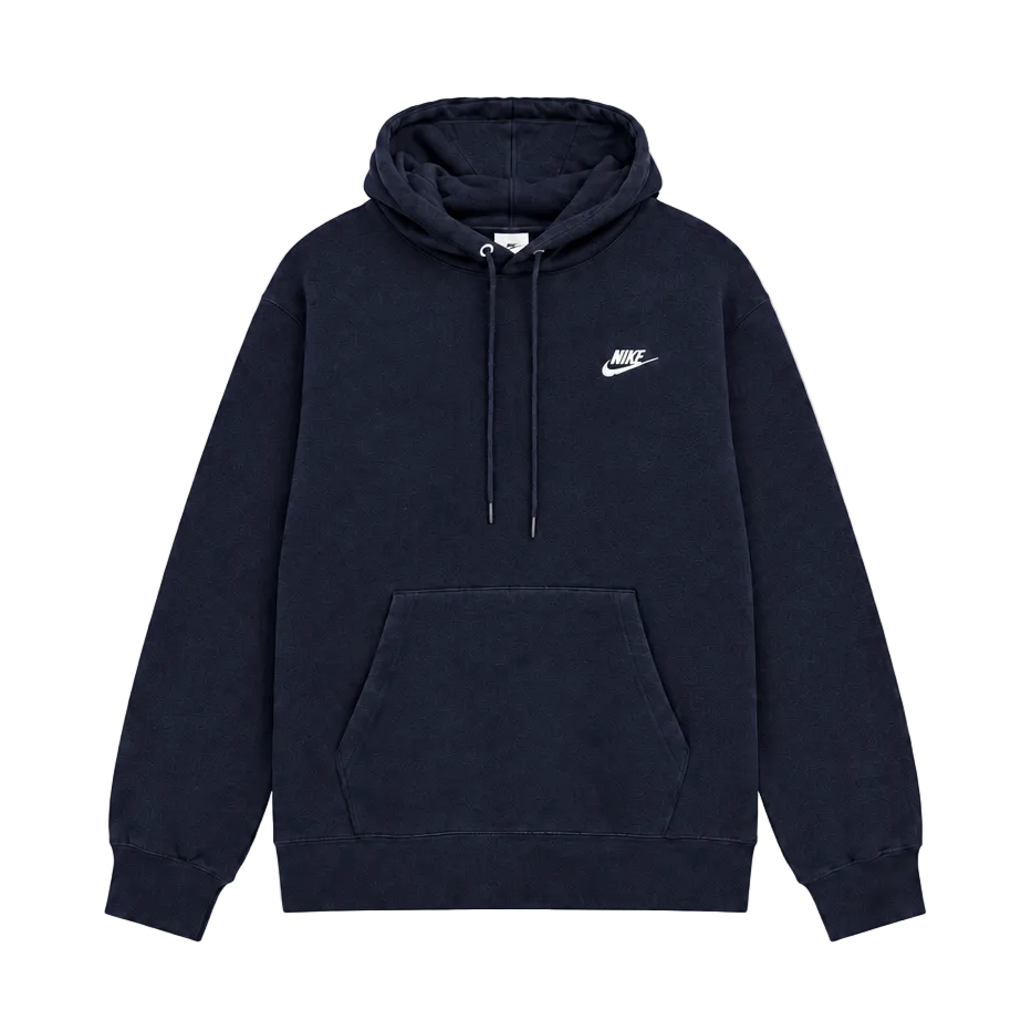 NIKE MEN'S CLUB PULLOVER FLEECE NAVY BLUE HOODIE
