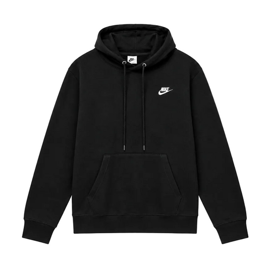 NIKE MEN'S CLUB PULLOVER FLEECE BLACK HOODIE