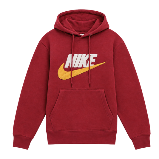 NIKE MEN'S CLUB PULLOVER FLEECE MAROON RED HOODIE