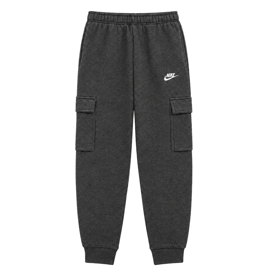NIKE MEN'S CLUB FLEECE CHARCOAL GREY CARGO JOGGERS
