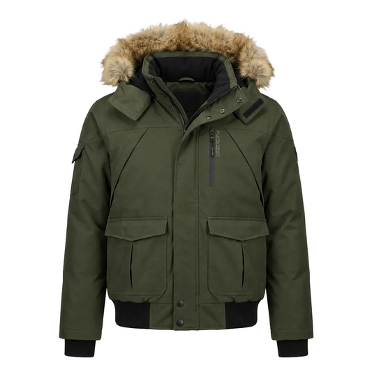 NOIZE MEN'S OLIVE GREEN BOMBER WINTER JACKET