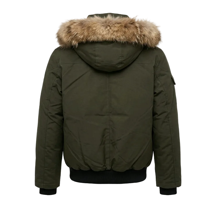 NOIZE MEN'S OLIVE GREEN BOMBER WINTER JACKET