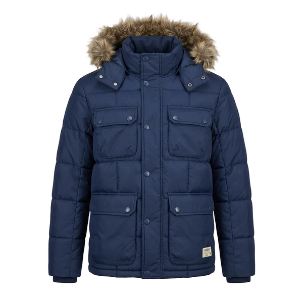DISSIDENT MEN'S PUFFER BOMBER NAVY BLUE JACKET