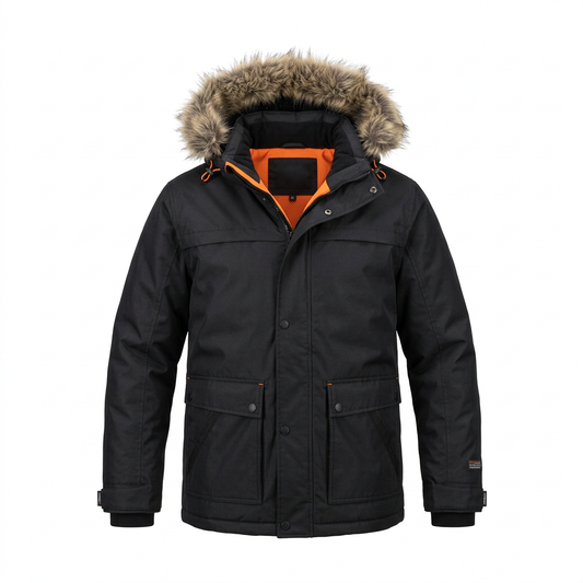 KOLDTEK MEN'S BOMBER WINTER JACKET WITH HOOD (BLACK)