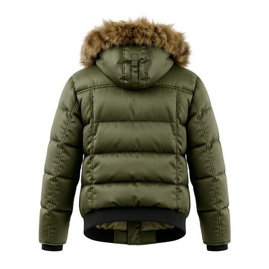 NOIZE NIXON MEN'S QUILTED BOMBER GREEN JACKET