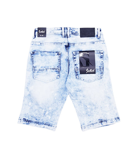 SWITCH MEN'S DISTRESSED RIPPED DENIM SHORTS (ICE BLUE)