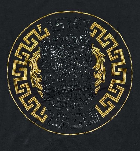 MEN'S VIP RHINESTONE DESIGNER SHORT SLEEVE T-SHIRT (BLACK ST-108)