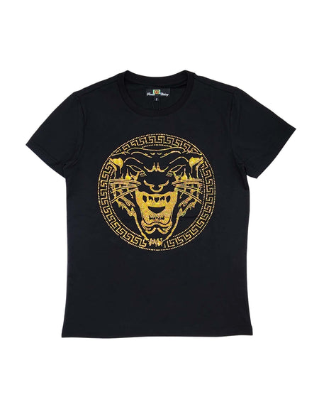 MEN'S VIP RHINESTONE DESIGNER SHORT SLEEVE T-SHIRT (BLACK ST-110)