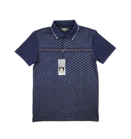 PAVINI MEN'S FANCY POLO T-SHIRT (NAVY P-3032)