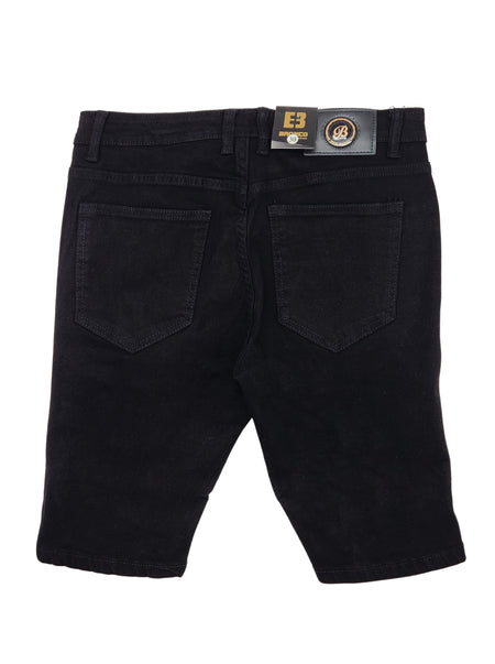 BRONCO MEN'S RIPPED DENIM SHORTS (BLACK)