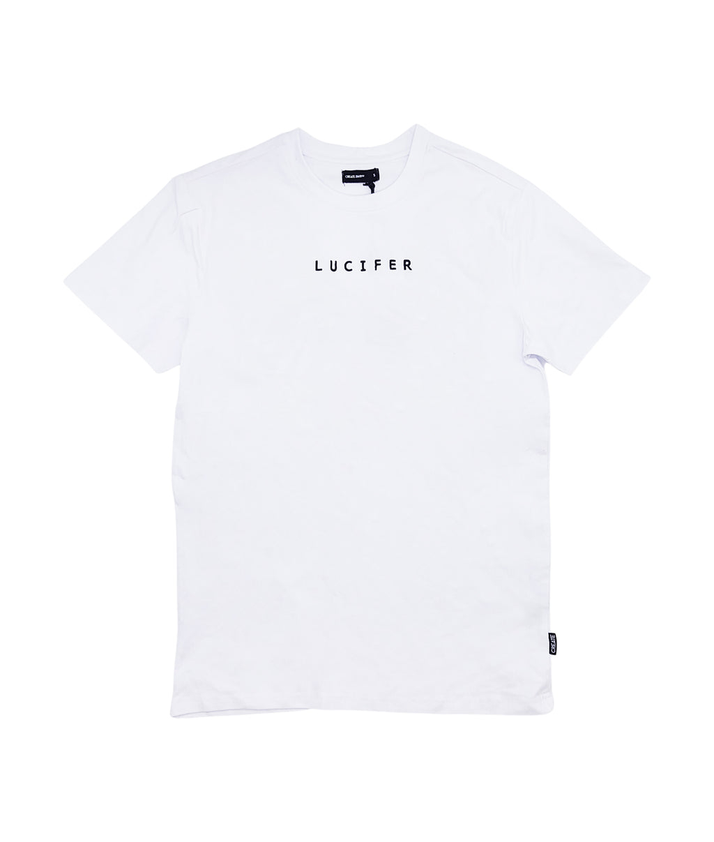 LUCIFER TEE W/HAND STITCHED T-SHIRT (WHITE)