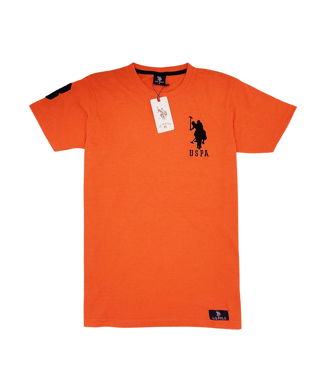 U.S. POLO ASSN. MEN'S BIG LOGO CREWNECK T-SHIRT (ORANGE)