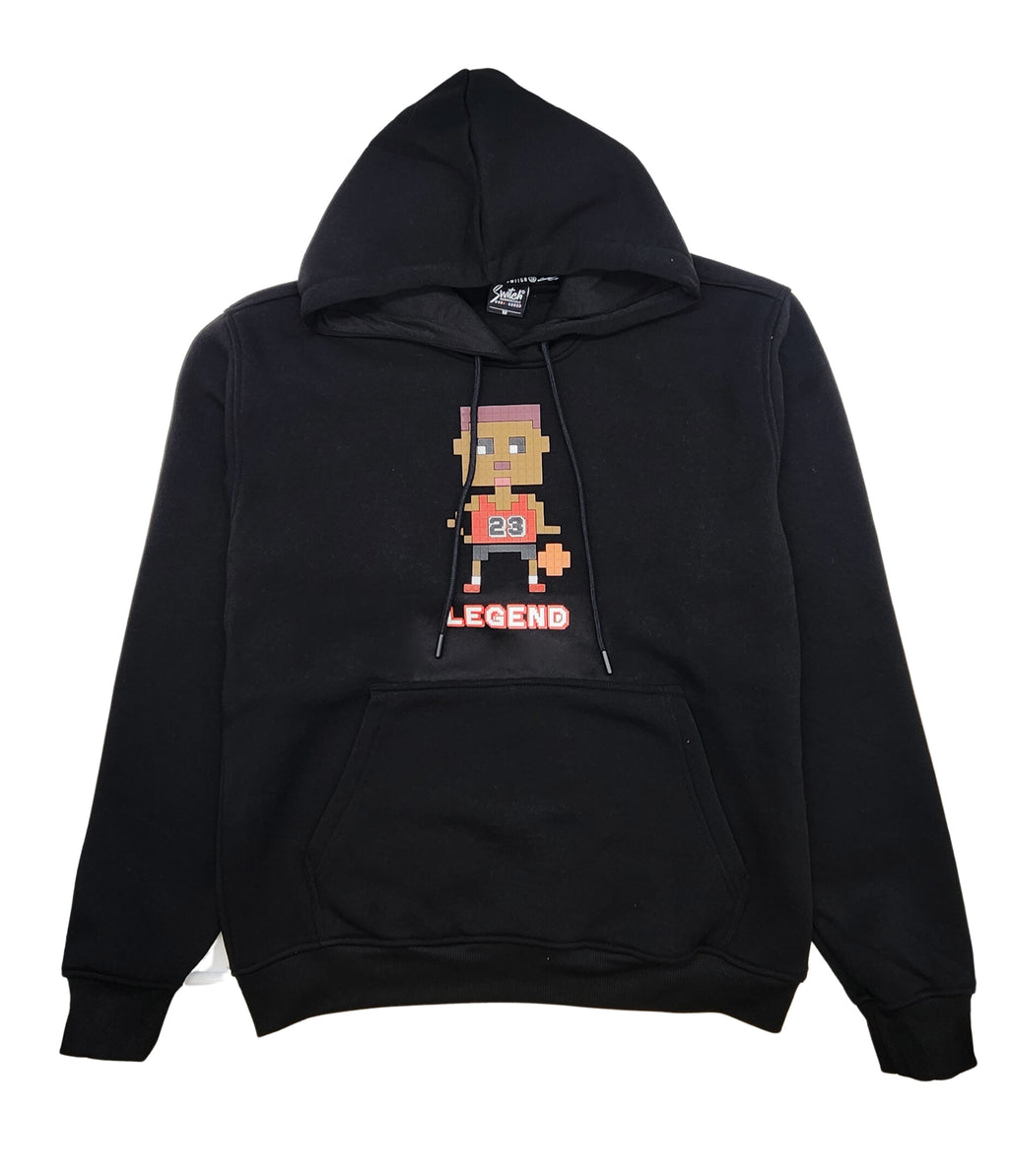 SWITCH REMARKABLE MEN'S LEGEND FLEECE HOODIE W/ PATCHES (BLACK)