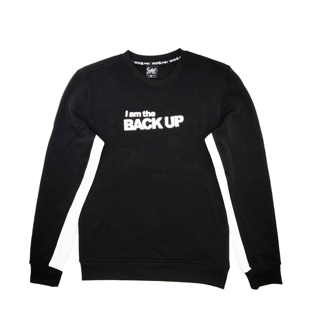 SWITCH REMARKABLE MEN'S PU PATCHED CREWNECK SWEATER (BLACK)