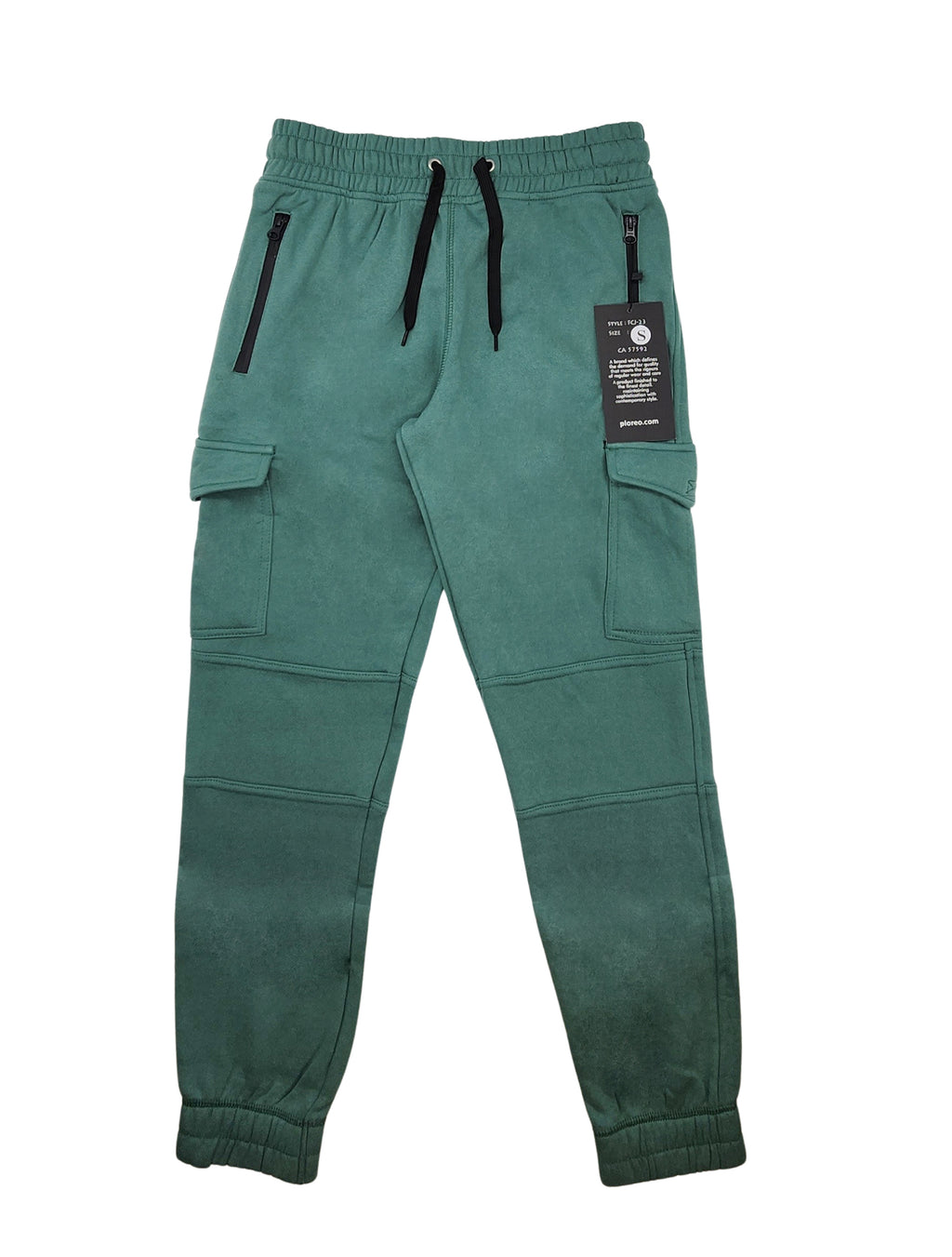 PLOREO MEN'S CARGO FLEECE JOGGERS (PASTEL GREEN)