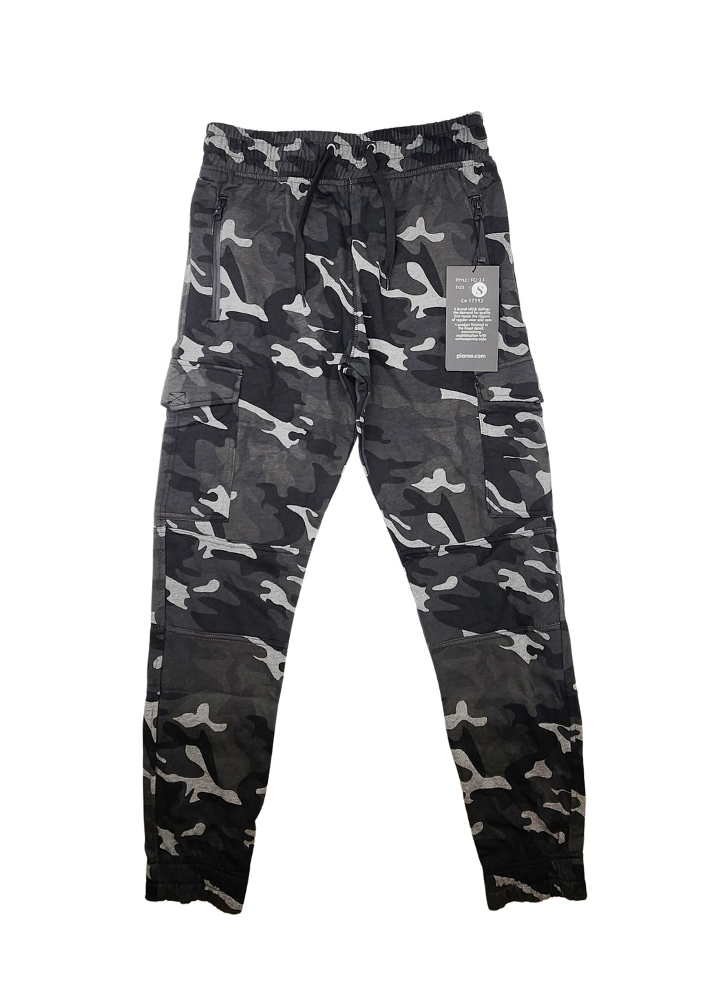 PLOREO MEN'S CARGO FLEECE JOGGERS (BLACK CAMO)