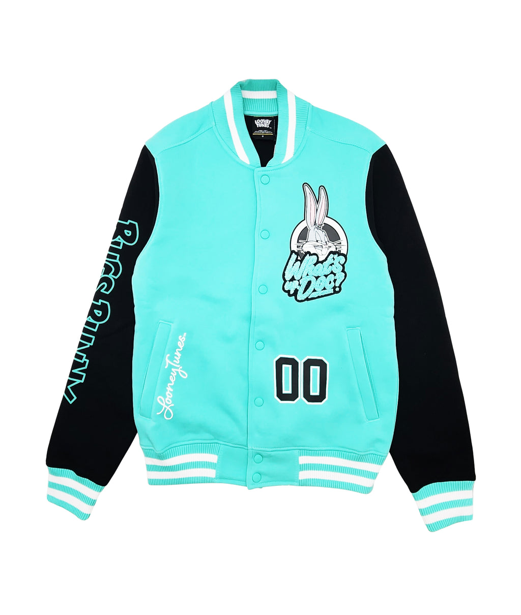 LOONEY TUNES FLEECE VARSITY JACKET (TIFFANY BLUE)