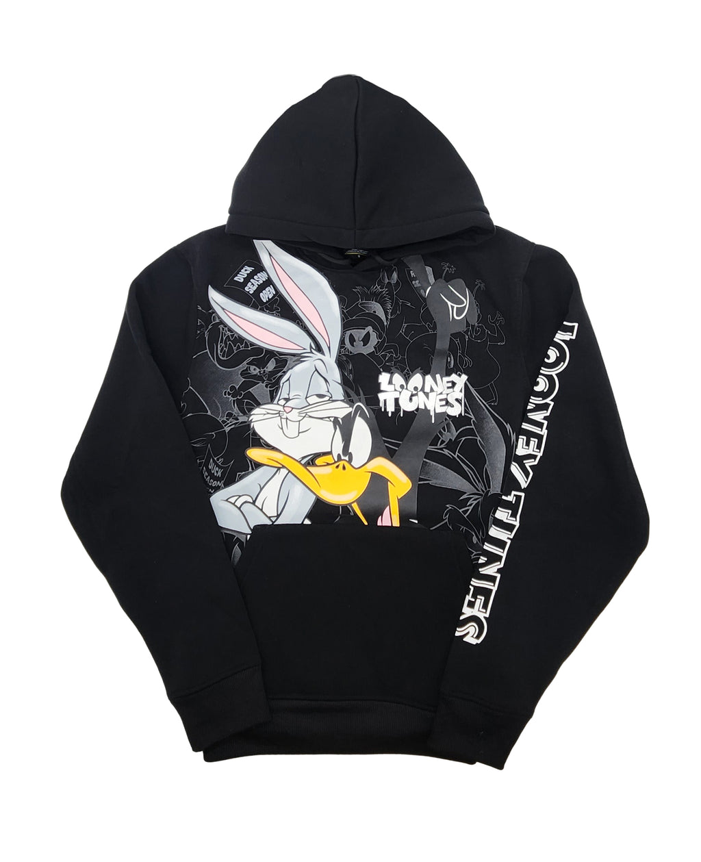 MEN'S LOONEY TUNES FOIL PRINT GRAPHIC HOODIE (BLACK)