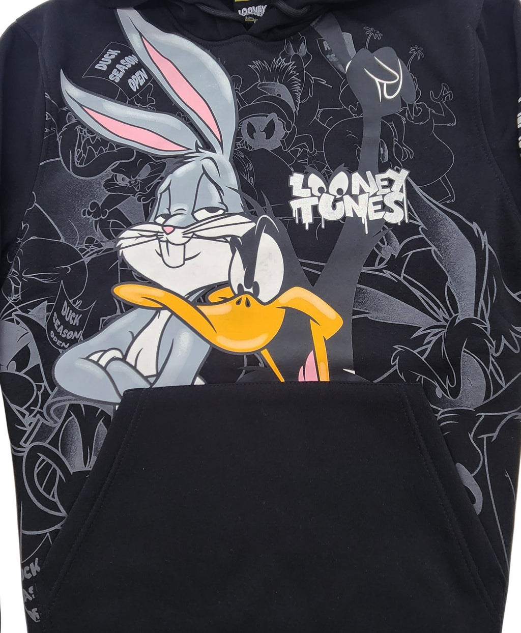 MEN'S LOONEY TUNES FOIL PRINT GRAPHIC HOODIE (BLACK)