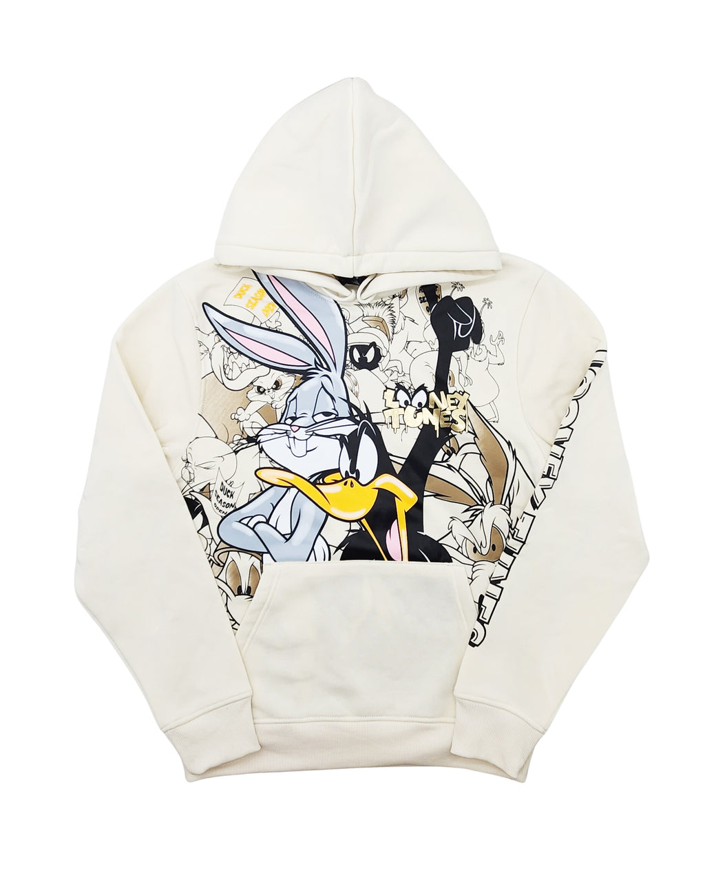 MEN'S LOONEY TUNES FOIL PRINT GRAPHIC HOODIE (CREAM)