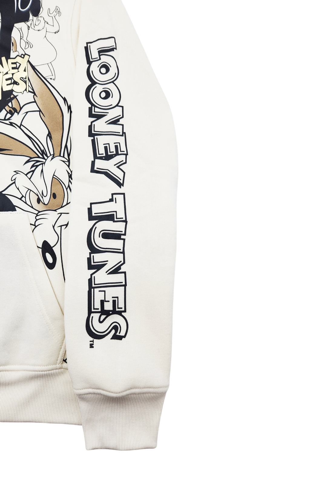 MEN'S LOONEY TUNES FOIL PRINT GRAPHIC HOODIE (CREAM)