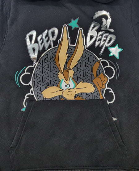 MEN'S LOONEY TUNES FOIL PRINT GRAPHIC HOODIE (BLACK)