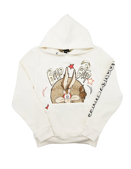 MEN'S LOONEY TUNES FOIL PRINT GRAPHIC HOODIE (CREAM)