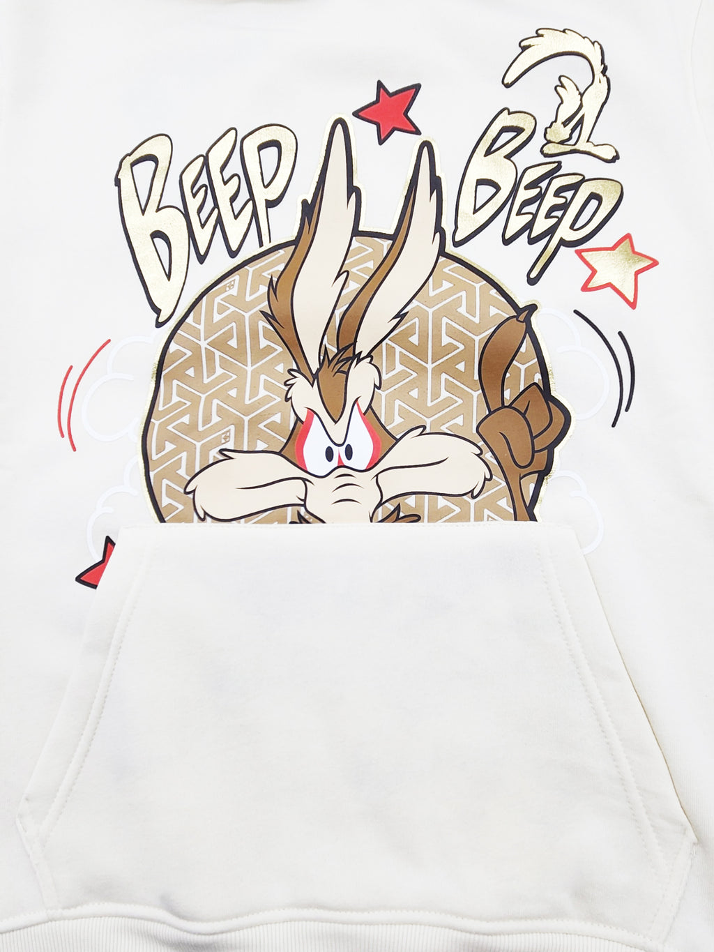 MEN'S LOONEY TUNES FOIL PRINT GRAPHIC HOODIE (CREAM)