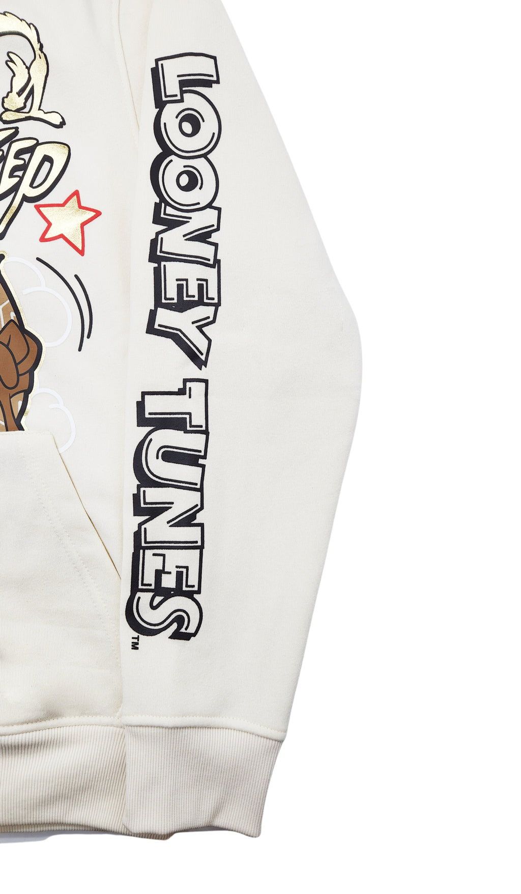 MEN'S LOONEY TUNES FOIL PRINT GRAPHIC HOODIE (CREAM)