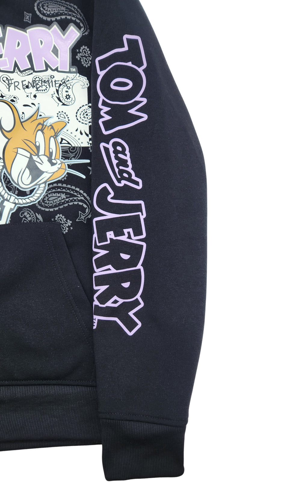 MEN'S TOM & JERRY THICK GEL PRINT GRAPHIC HOODIE (BLACK)