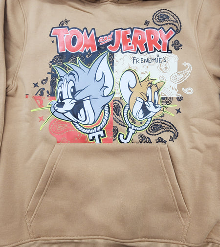 MEN'S TOM & JERRY THICK GEL PRINT GRAPHIC HOODIE (SAND)