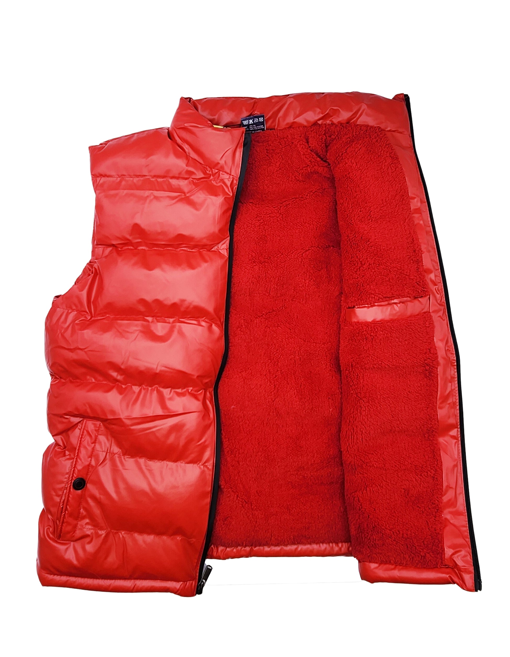 THE IMAGE MEN'S PU LEATHER W/ INNER FLEECE LINING VEST (RED)