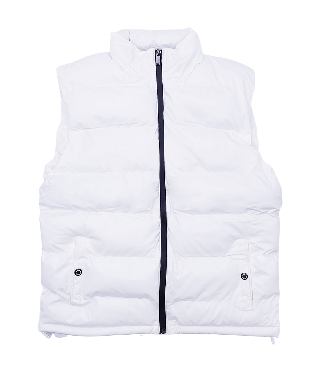 THE IMAGE MEN'S PU LEATHER W/ INNER FLEECE LINING VEST (WHITE)