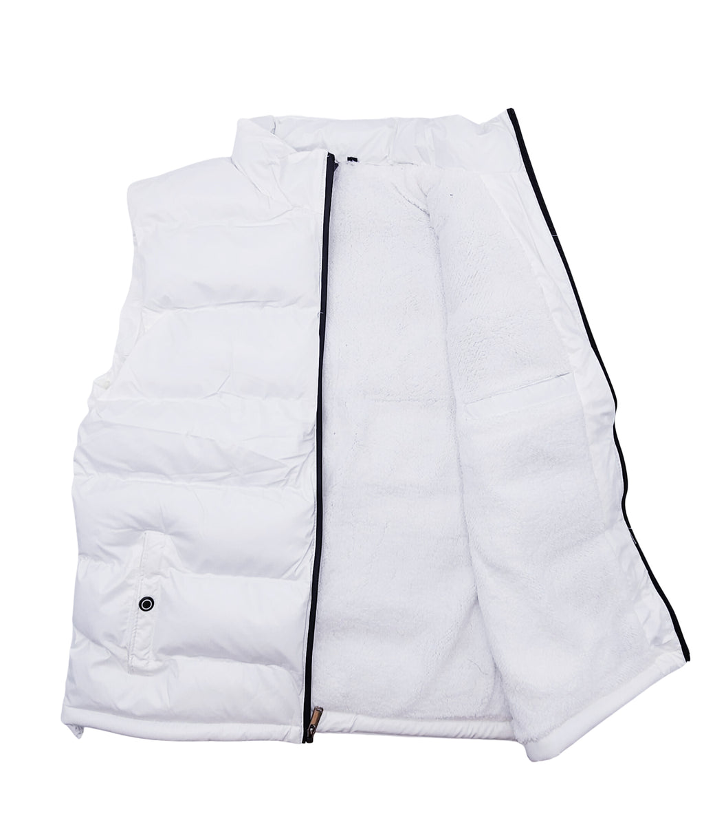 THE IMAGE MEN'S PU LEATHER W/ INNER FLEECE LINING VEST (WHITE)