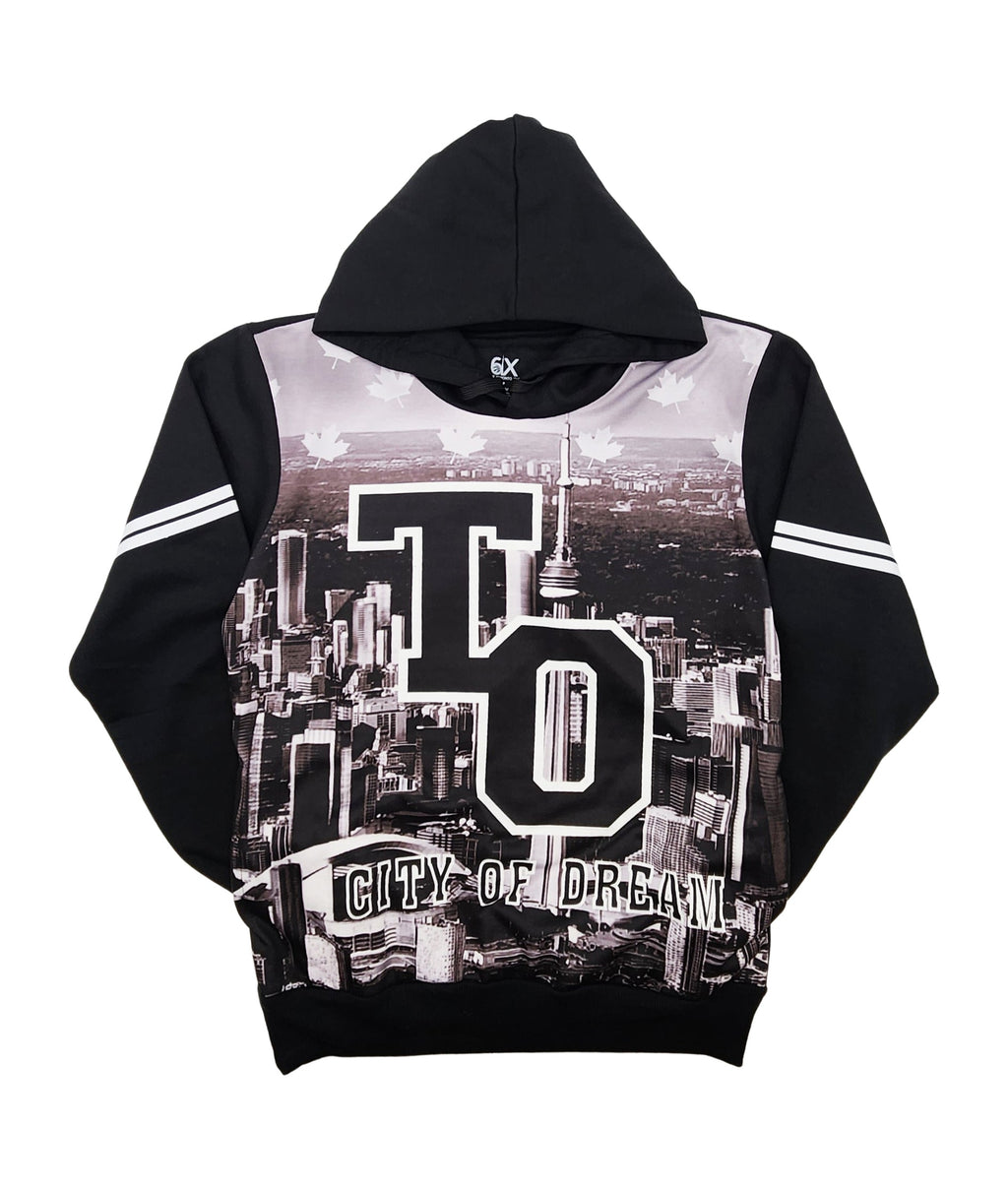 CITY OF DREAMS ALL-OVER PRINT MEN'S FLEECE BIG & TALL TRACKSET (BLACK)