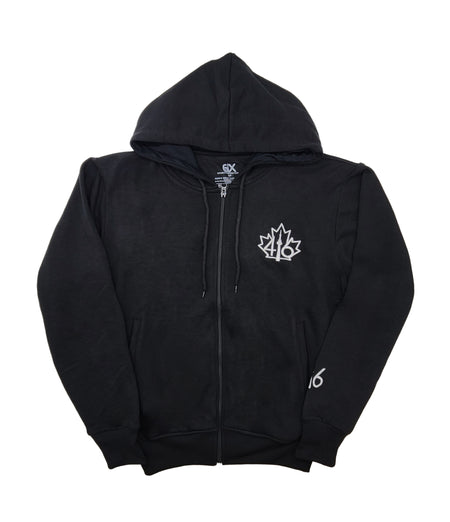 CITY OF DREAMS 416 MAPLE LEAF MEN'S ZIP-UP FLEECE TRACKSET (BLACK)