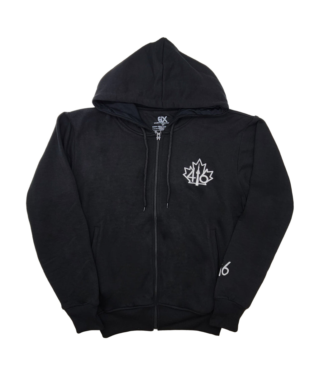 CITY OF DREAMS 416 MAPLE LEAF MEN'S BIG & TALL ZIP-UP FLEECE TRACKSET (BLACK)