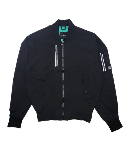 WT02 MEN'S TECH WOVEN BOMBER JACKET (BLACK)