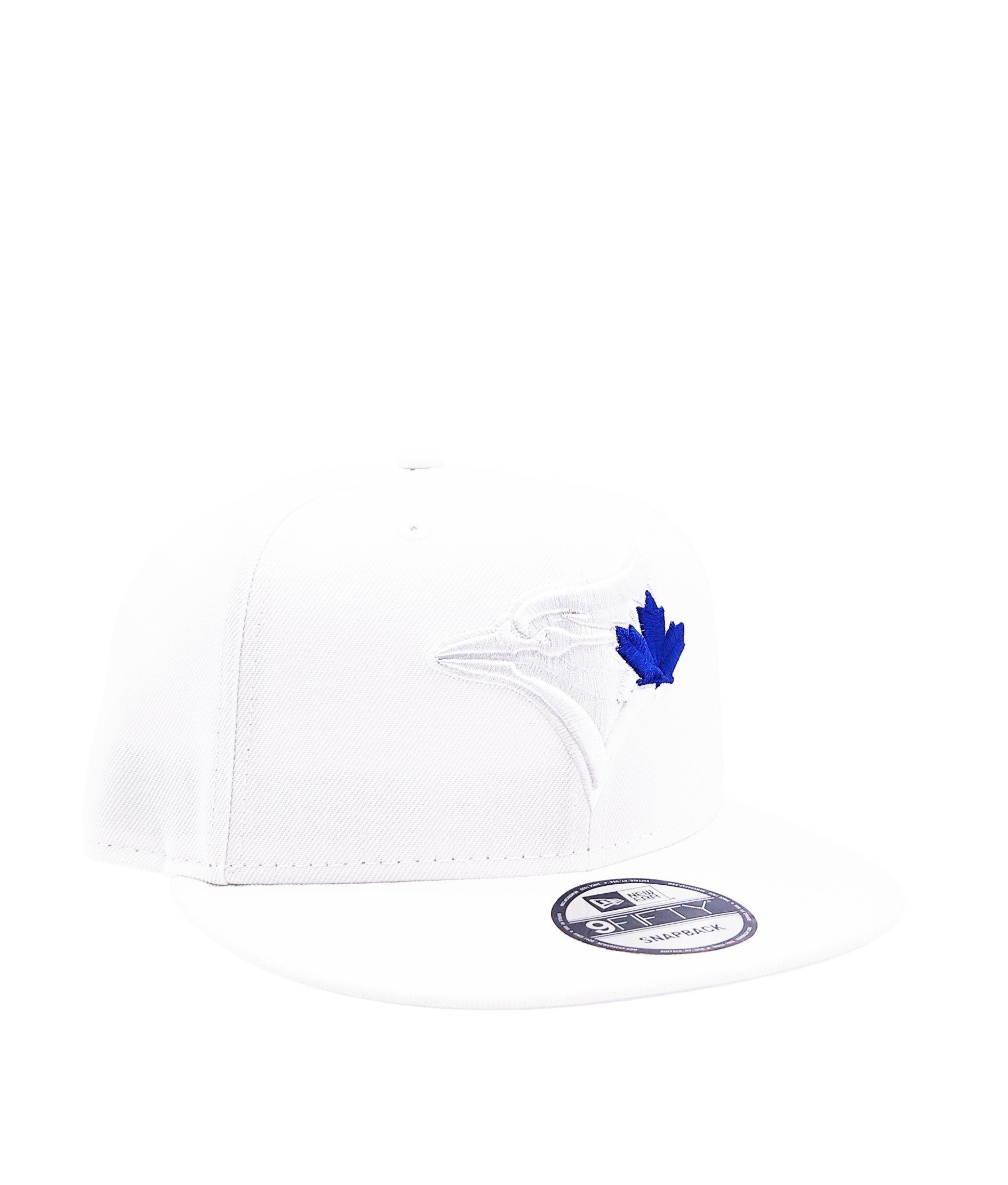 NEW ERA 9FIFTY TORONTO BLUE JAYS WHITE W/ ROYAL BLUE LEAF SNAPBACK HAT