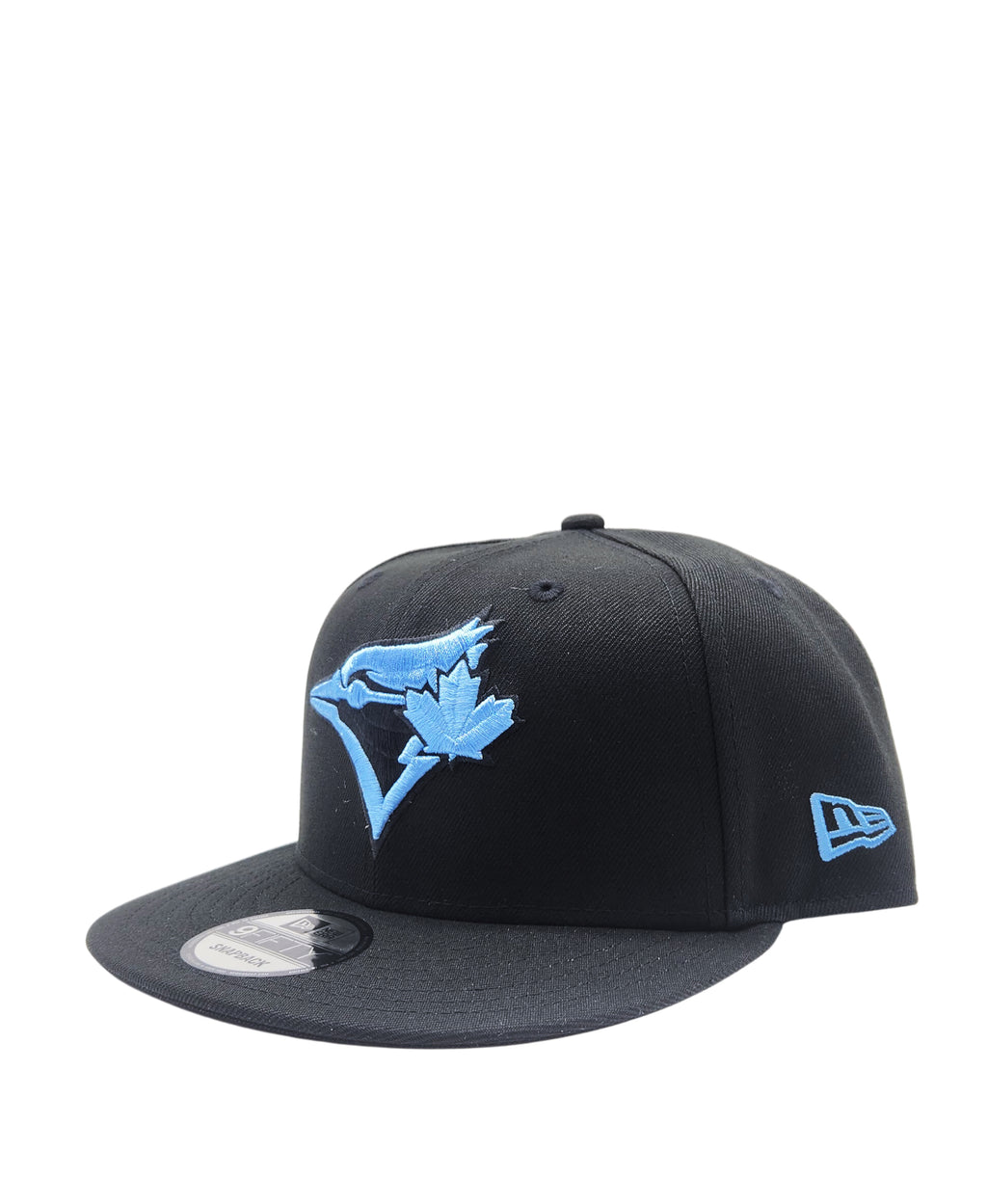 NEW ERA 9FIFTY TORONTO BLUE JAYS BLACK W/ SKY BLUE LOGO SNAPBACK HAT