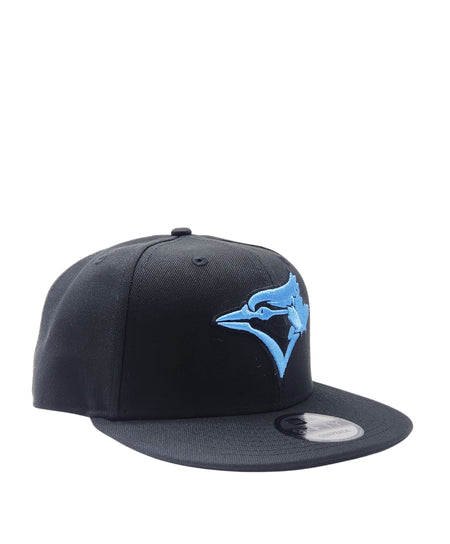 NEW ERA 9FIFTY TORONTO BLUE JAYS BLACK W/ SKY BLUE LOGO SNAPBACK HAT